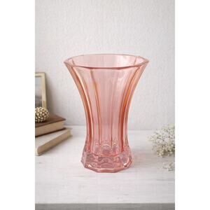 Pink Glass Vase Vintage Inspired Flared Floral Vase - unmarked